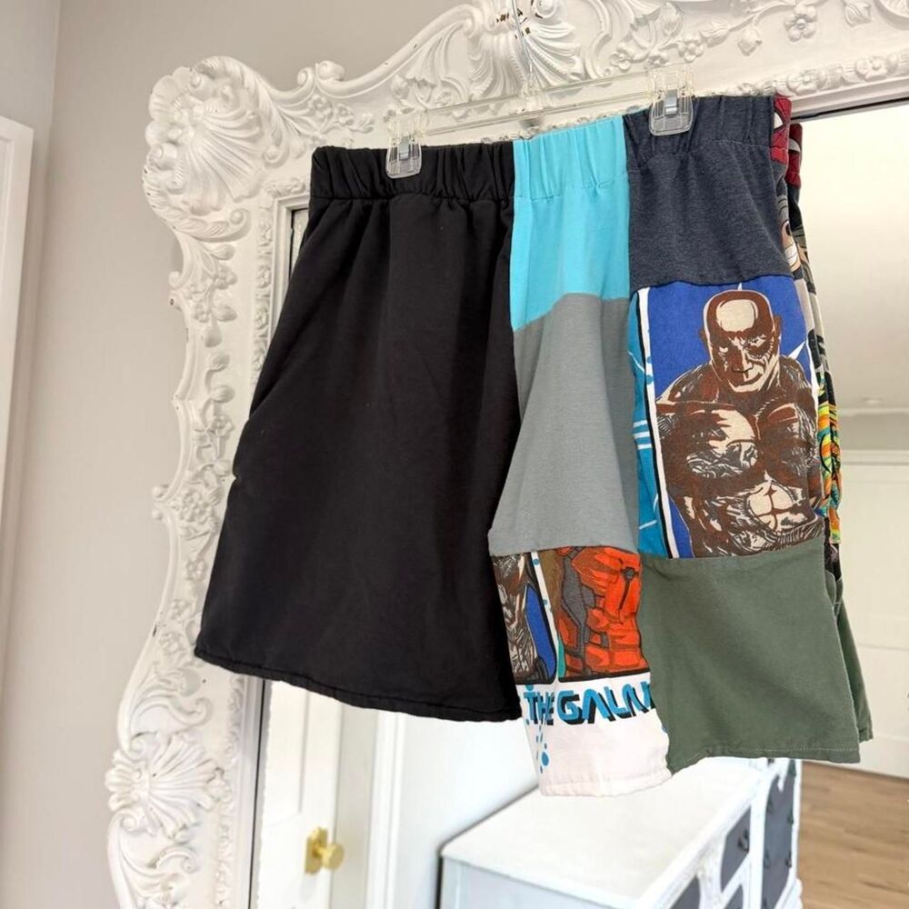 New York Couture Reworked Disney Guardians of the Galaxy Patchwork Shorts